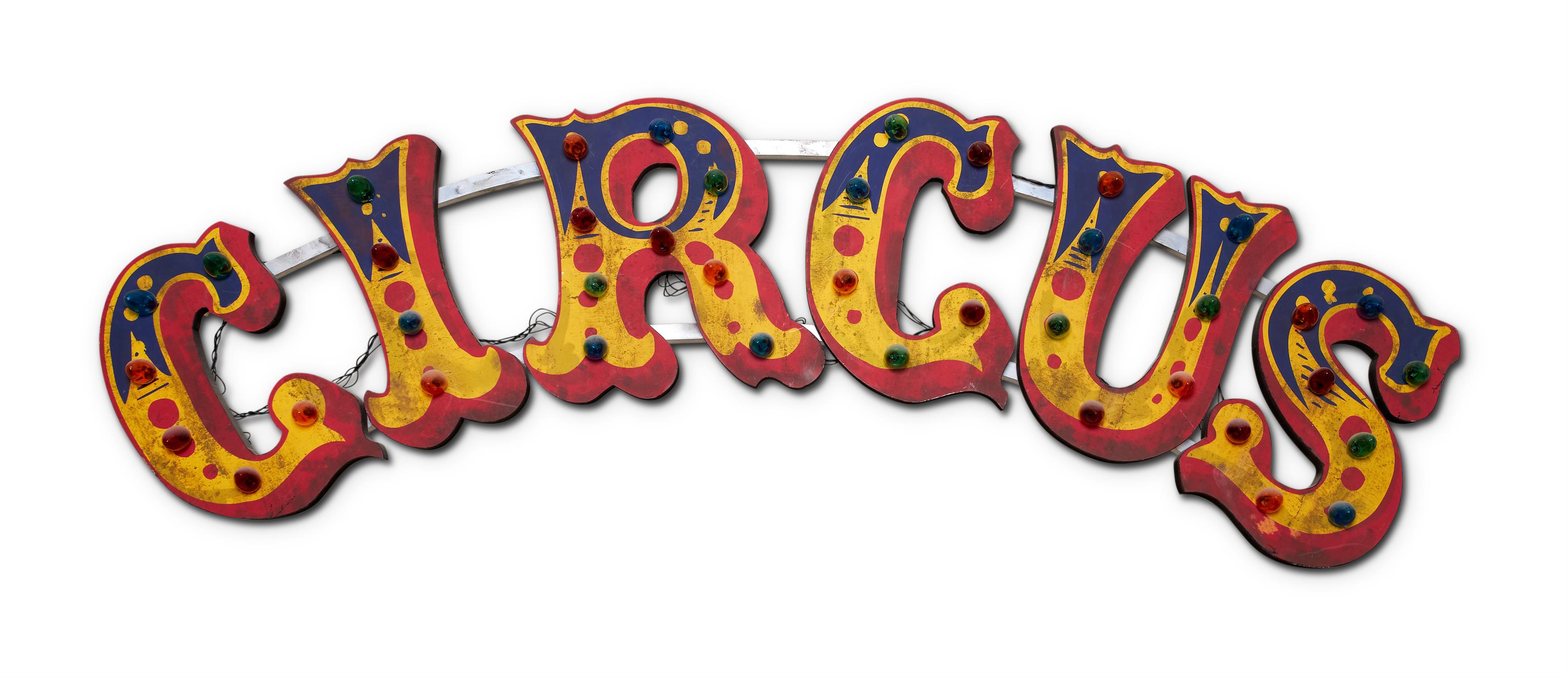 A POLYCHROME ILLUMINATED CIRCUS SIGN, EARLY 20TH CENTURY