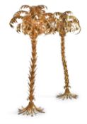A PAIR OF LARGE BRASS PALMIER LAMPS, ATTRIBUTED TO MAISON JANSEN, 1970S