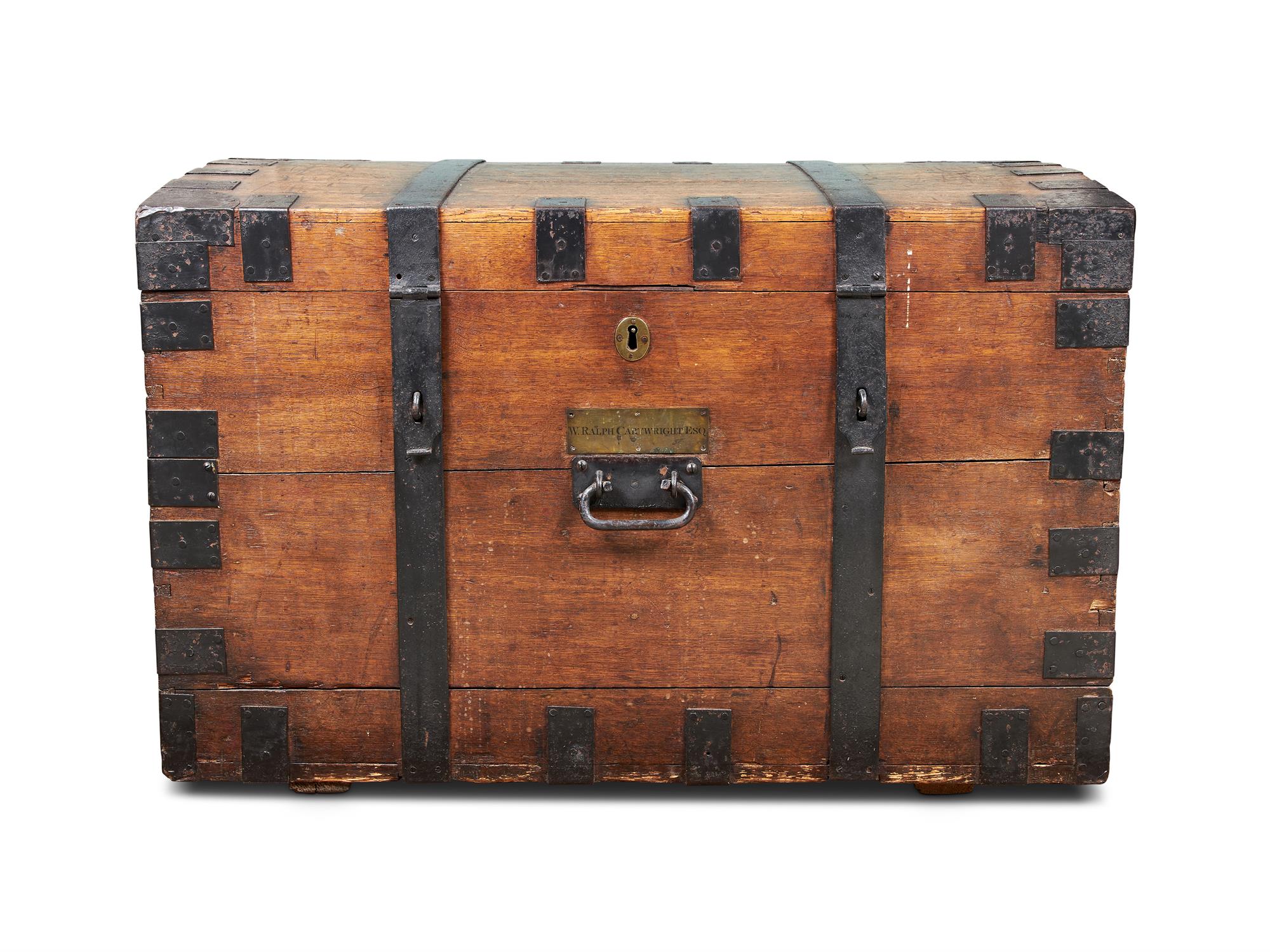 AN OAK AND IRON BOUND SILVER CHEST, 19TH CENTURY - Image 2 of 3