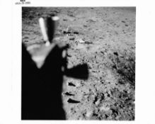 A view of the lunar surface just before lift-off, Apollo 11, July 1969