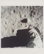 Astronaut's boot makes an impression in the lunar soil, Apollo 11, July 1969