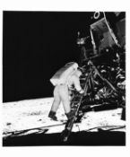 Buzz Aldrin descends the steps of the Lunar Module’s ladder, Apollo 11, July 1969