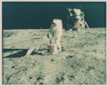 Diptych: Buzz Aldrin setting up scientific equipment, Apollo 11, July 1969