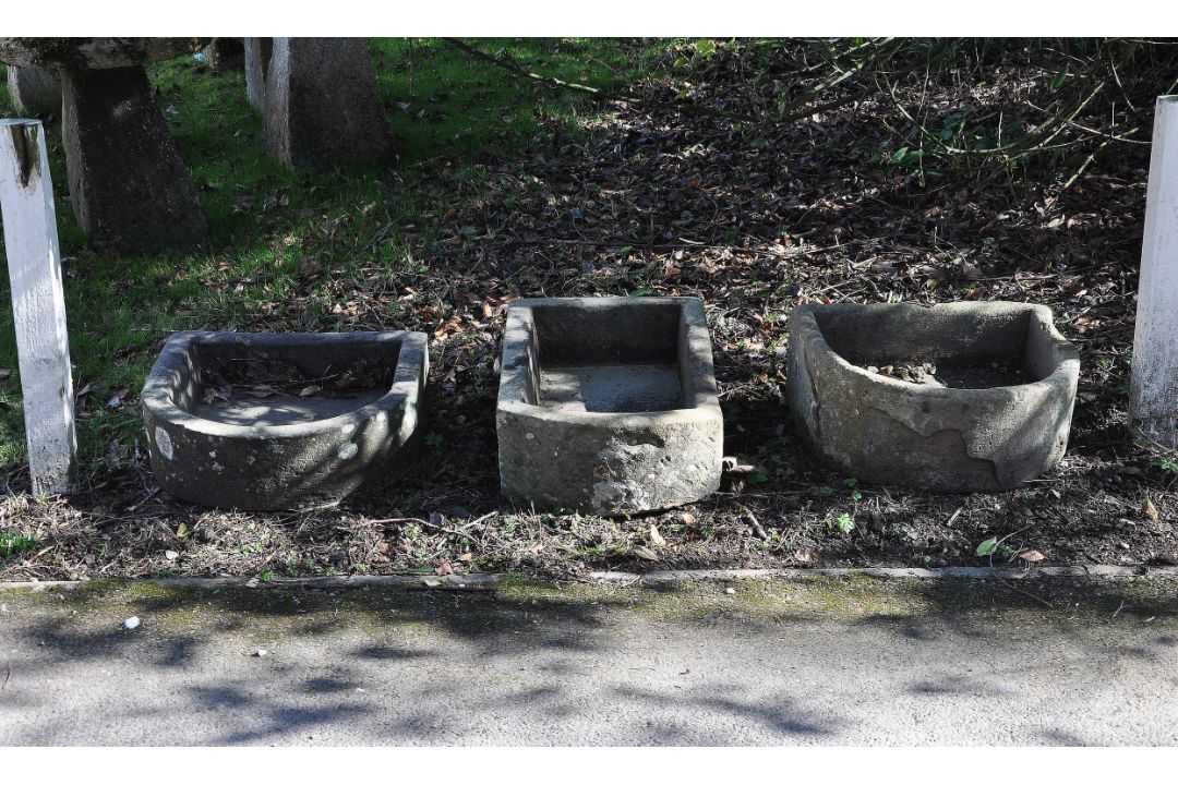 Three various stone troughs or basins - Image 2 of 3