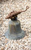 A Victorian bronze and iron mounted bell, J. Warner & Sons, London
