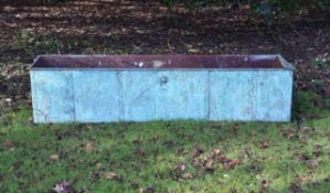 A large verdigris patinated copper trough