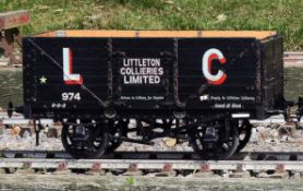 A 5 inch gauge private owners seven plank coal wagon built by Bath Wagon Works