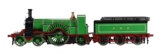 An exhibition standard model of a 3 1/2 inch gauge 4-2-2 Stirling single tender locomotive