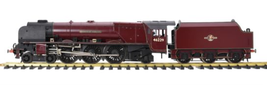 A gauge 1 model of a 4-6-2 tender locomotive No 46229 'Duchess of Hamilton'