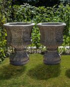 A pair of stone composition planters