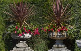 A pair of stone composition planters