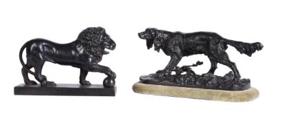 After Pierre Jules Mêne (1810-1879), a patinated bronze model of a gun dog, probably a setter