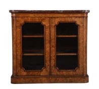Y A graduated pair of Victorian walnut and tulipwood banded side cabinets