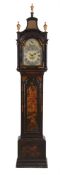 A George III chinoiserie black lacquer and parcel gilt longcase clock