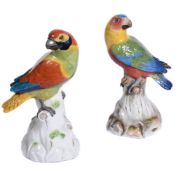 Two similar Meissen models of parrots