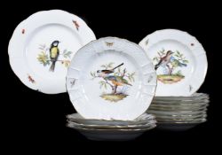 Fourteen similar Meissen ornithological plates