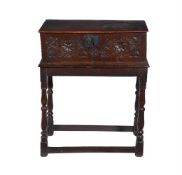 An oak bible box on stand