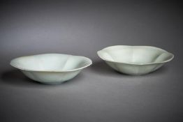 A pair of Chinese qingbai lobed bowls