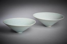 Two similar Chinese qingbai moulded bowls