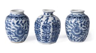 A pair of Chinese miniature blue and white vases