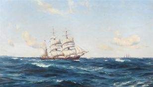 Thomas Jacques Somerscales (British 1842-1927), Timber Vessel leaving Portland Oregan