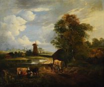 Follower of George Vincent, Cart on a track by a windmill