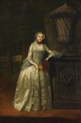 Follower of Arthur Devis, Portrait of a lady beside an urn