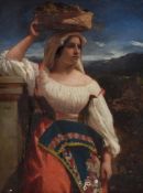 Attributed to Thomas Uwins (British 1782-1857), Spanish girl with a basket of grapes