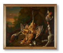 CHARLES COLLINS (BRITISH 1680-1744), DEAD GAME, BITTERN, SNIPE, PARTRIDGE WITH SPANIEL AND GUN