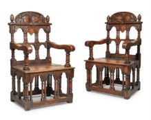 A PAIR OF THRONE ARMCHAIRS, 20TH CENTURY