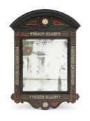 Y A PAIR OF ITALIAN EBONY, IVORY, BONE AND TORTOISESHELL MARQUETRY MIRRORS