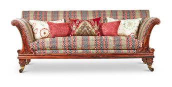 Y A LARGE WILLIAM IV ROSEWOOD AND UPHOLSTERED SOFA, CIRCA 1835