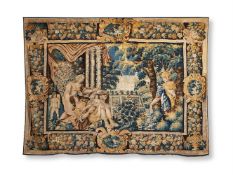 AN AUBUSSON VERDURE TAPESTRY, PROBABLY FIRST HALF 17TH CENTURY