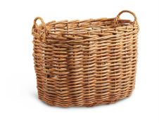 A LARGE WICKER LOG BASKET, ROBERT KIME