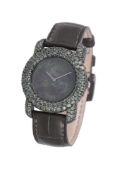 Y Hemmerle, an 18 carat white gold and tourmaline wrist watch