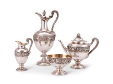 Y A Victorian silver ovoid pedestal tea and coffee service by Stephen Smith