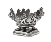 A late Victorian cast silver shaped oval bowl by The Goldsmiths & Silversmiths Co. Ltd.