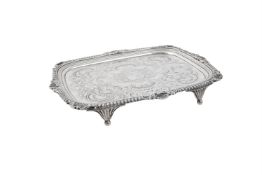 A George III silver oblong salver by William Bennett