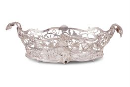A late Victorian silver shaped oval basket by Charles Boyton