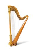 A REGENCY MAPLE AND PARCEL-GILT HARP, CIRCA 1820