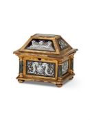 A RENAISSANCE REVIVIAL GILT GESSO AND ENAMEL CASKET