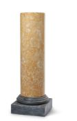 A MOTTLED YELLOW MARBLE PEDESTAL, LATE 19TH CENTURY