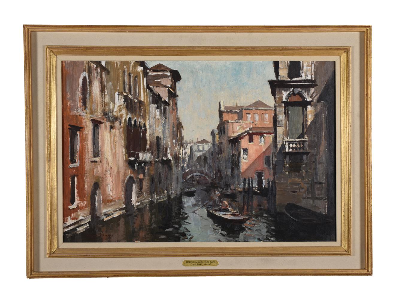 λ EDWARD SEAGO (BRITISH 1910-1974), CANAL SCENE - Image 2 of 3