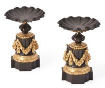 A PAIR OF BRONZE AND ORMOLU PEDESTALS, 19TH CENTURY