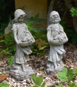 Two similar stone composition models of girls