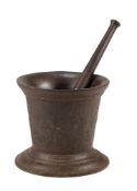 An English cast-iron pestle and mortar