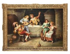 L. Baldy (late 19th century), Cavaliers entertaining a young lady with music and wine