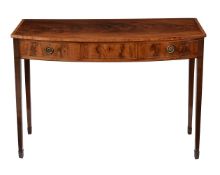 A George III mahogany and satinwood banded side table or serving table