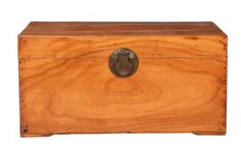 Two similar Chinese patinated leather trunks