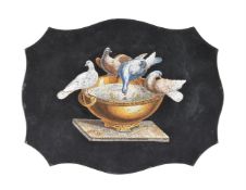 A black slate and micro mosaic inlaid plaque